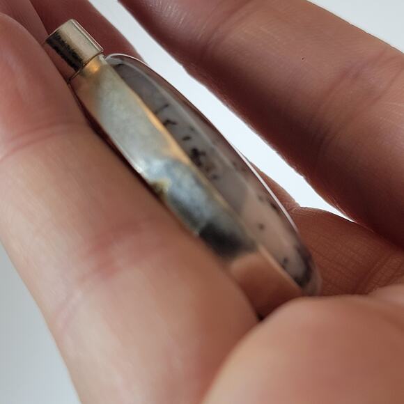 Handmade Oval Dendritic Opal Cabochon Pendant - Picture 6 of 10